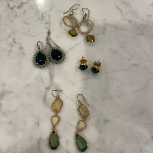 Bundle of 4 pairs of earrings, green is your color